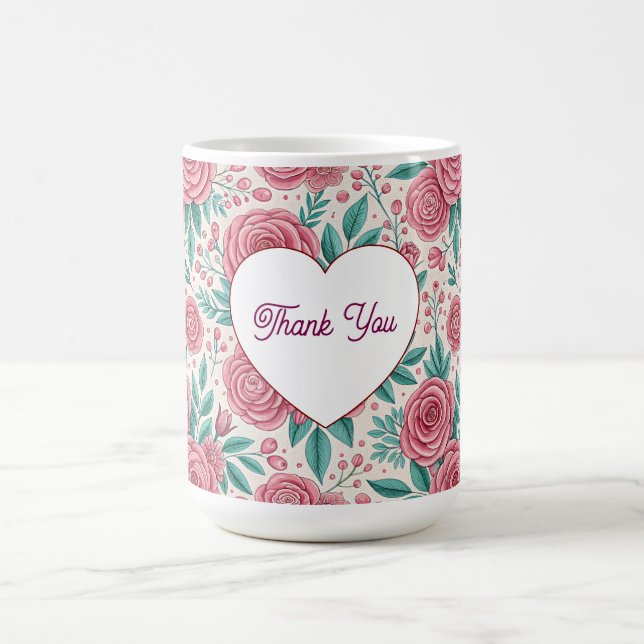 Mug Fleur de Rose Cœur Merci (Centre)