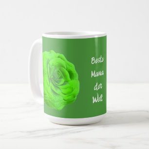 Mug Fleur de rose en vert, effet 3D