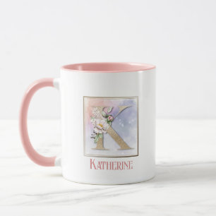 Mug Fleur de Rose Monogramme K