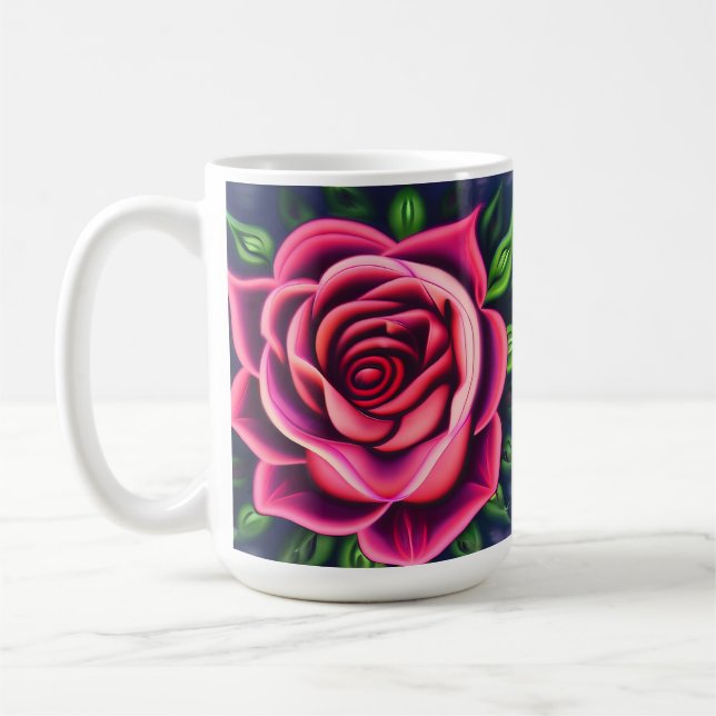 Mug Fleur de rose rose romantique Abstraite (Gauche)