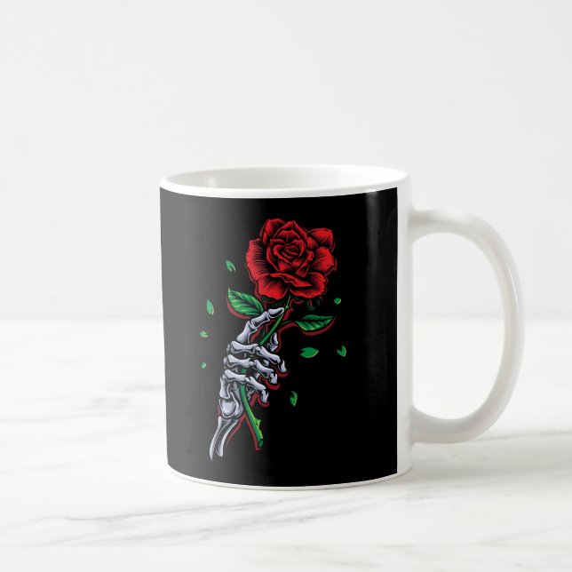 Mug Fleur de rose rouge squelette (Droite)