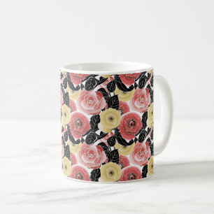 Mug Fleur de roses jaunes et rouges vibrantes