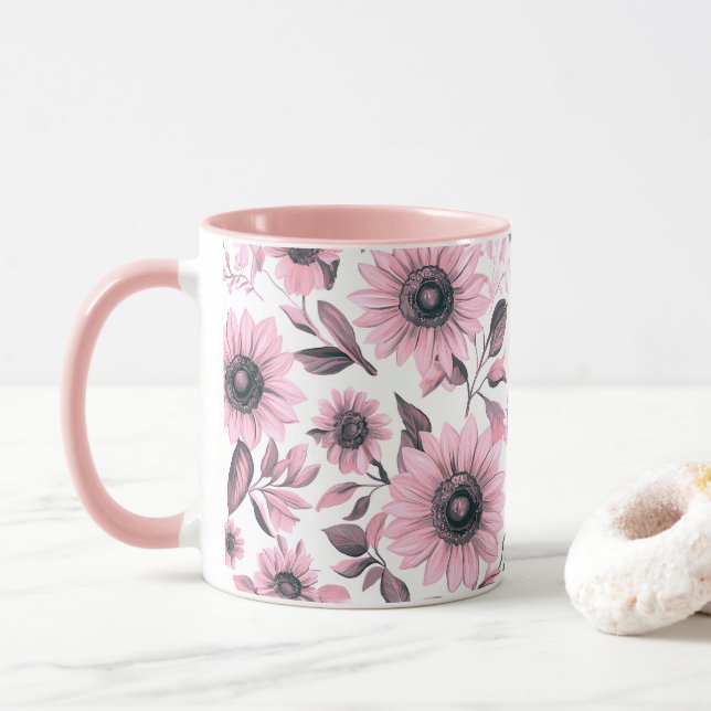 Mug Fleur de soleil rose (Avec donut)