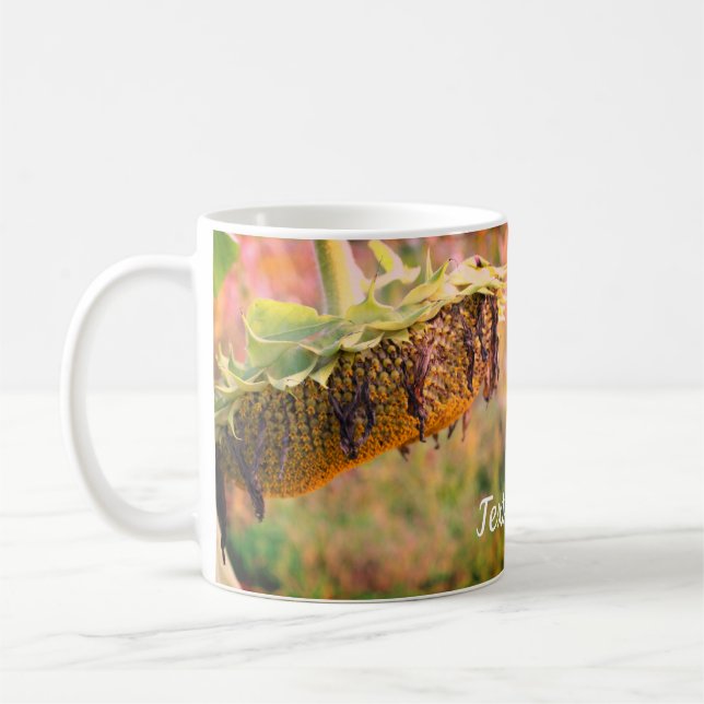 Mug Fleur de tournesol fanée personnalisée (Gauche)