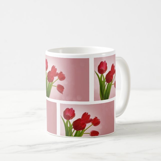 Mug Fleur de tulipes rouges - Design floral élégant (Devant droit)