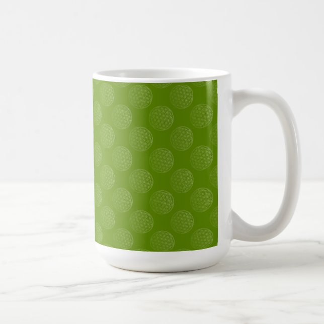 Mug Fleur de Vie / Blume des Lebens - motif vert (Droite)