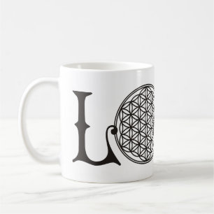 Mug Fleur de vie - LOVE lettrage tatouage noir