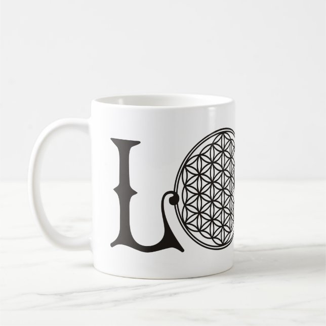 Mug Fleur de vie - LOVE lettrage tatouage noir (Gauche)