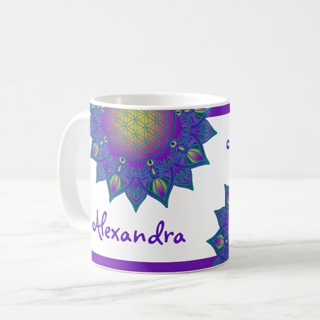 Mug Fleur De Vie - Mandala Indien 3 (Devant gauche)