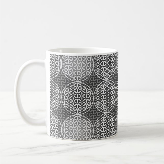Mug Fleur de vie - motif de timbre - gris (Gauche)