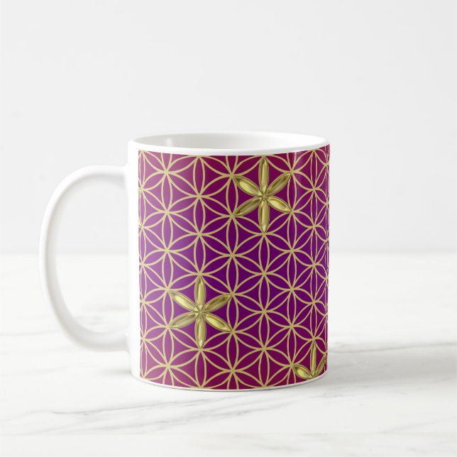 Mug Fleur de Vie - timbre motif sans couture - or roug (Gauche)