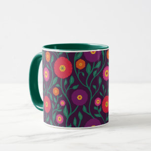 Mug Fleur de vigne du milieu du siècle Prune de guir