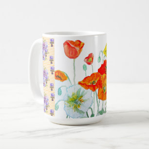 Mug Fleur d'eau de coquelicot orange rouge Peinture de