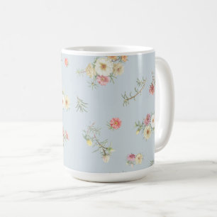 Mug Fleur d'eau douce bleu gris mousse rose