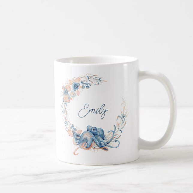 Mug Fleur d'eau élégante bleue (Droite)