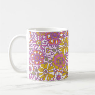 Mug Fleur des années 60 rétro. Motif d'illustration vi