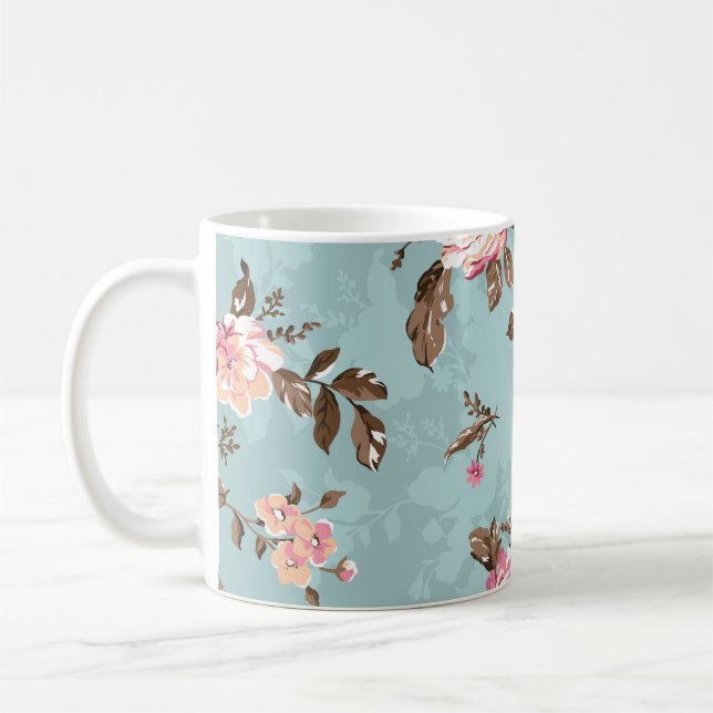Mug fleur design motif textile illustration, arrière (Gauche)