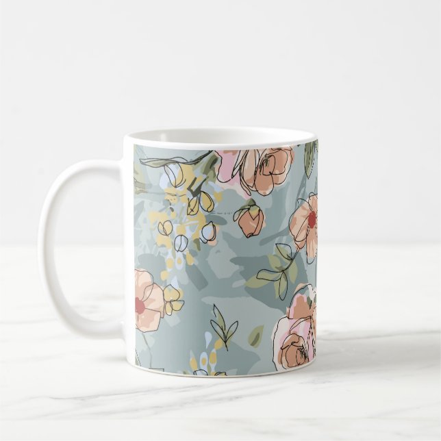 Mug fleur design motif textile illustration, flo (Gauche)