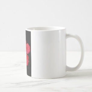 Mug Fleur d'Hibiscus rouge rose chaud sur noir