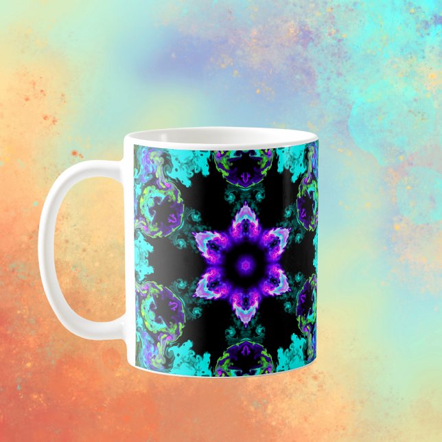 Mug Fleur d'hippie psychédélique violet Turquoise et n (Créateur téléchargé)