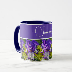 Mug Fleur d'Iris Bleu Fleurs Fleurs Fleurs Femmes Nom 