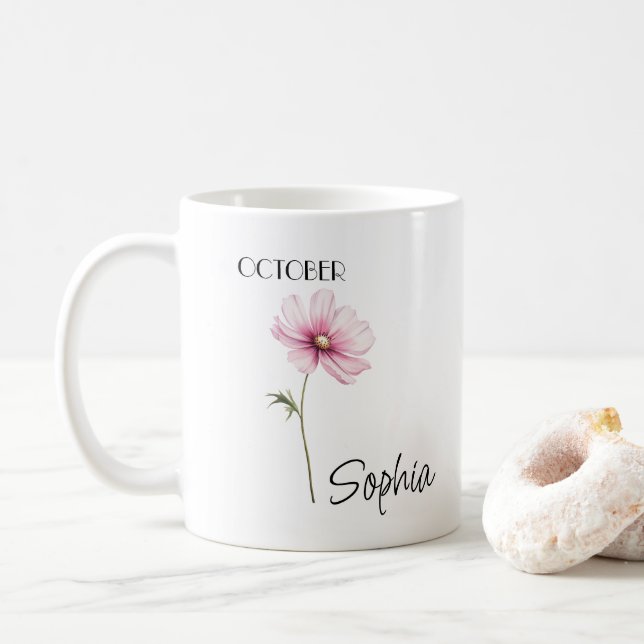 Mug Fleur d'octobre personnalisée (Avec donut)