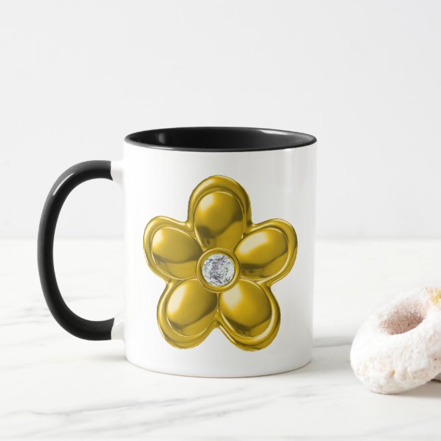 MUG FLEUR D'OR AVEC DIAMONDE (Avec donut)