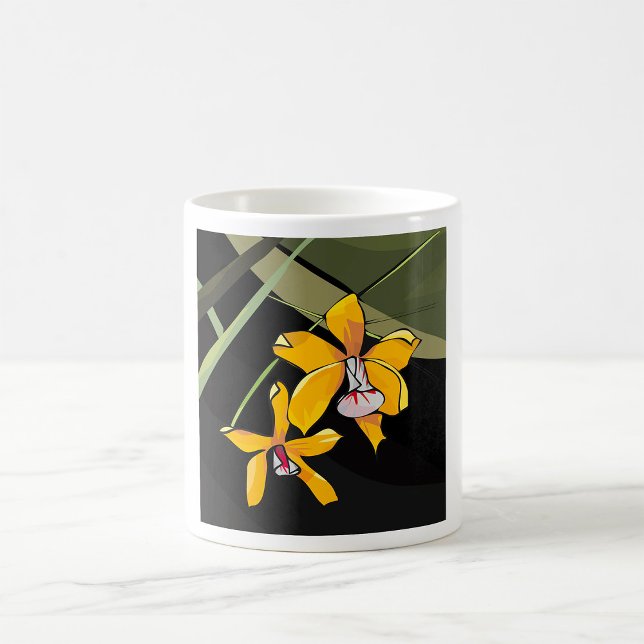 Mug Fleur d'orchidée jaune botanique tropicale (Créateur téléchargé)