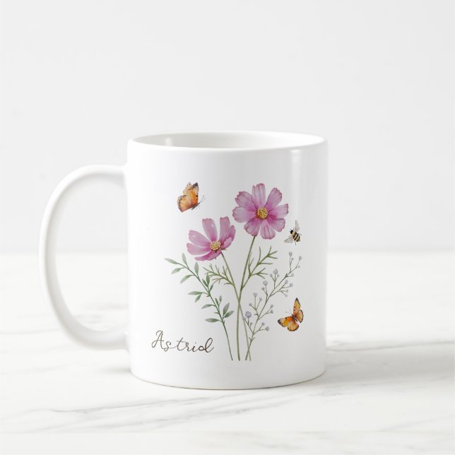 Mug Fleur du mois de naissance Cosmos (Gauche)