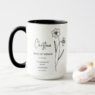 Mug Fleur du mois de naissance de la femme d'honneur J