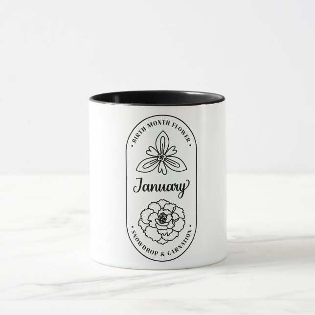 Mug Fleur du mois de naissance janvier Œillet (Centre)