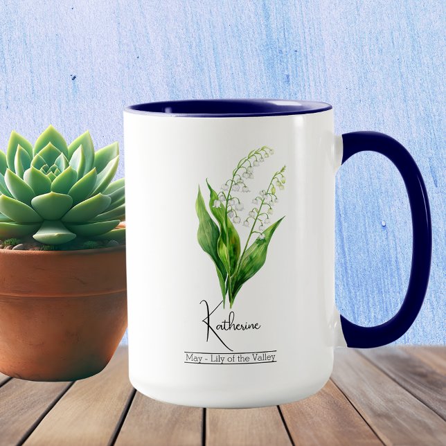 Mug Fleur du mois de naissance mai Lys de la vallée (Créateur téléchargé)
