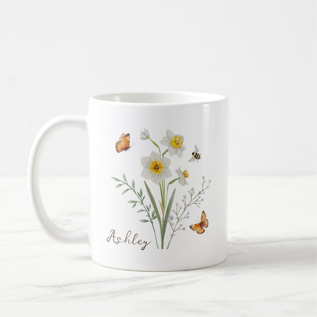 Mug Fleur du mois de naissance Narcisse (Gauche)
