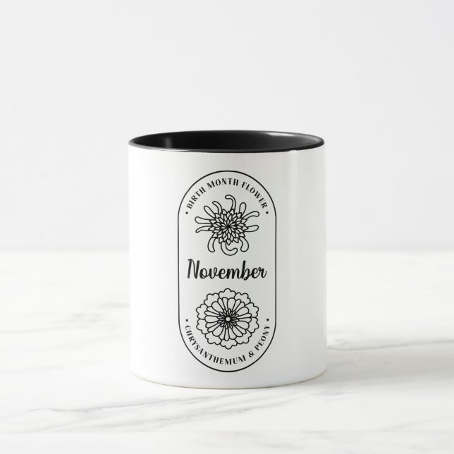 Mug Fleur du mois de naissance Novembre Chrysanthème (Centre)