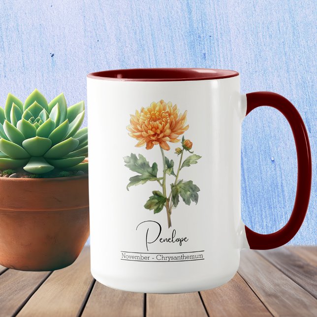 Mug Fleur du mois de naissance novembre Chrysanthème (Créateur téléchargé)