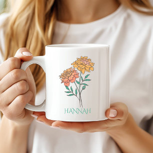 Mug Fleur du mois d'octobre Souci orange