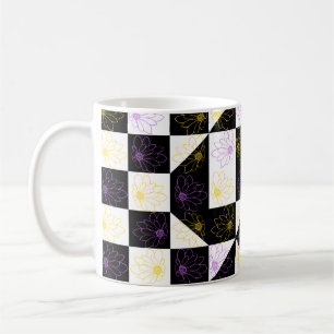 Mug fleur en Monochrome motif de contrôle esthétique