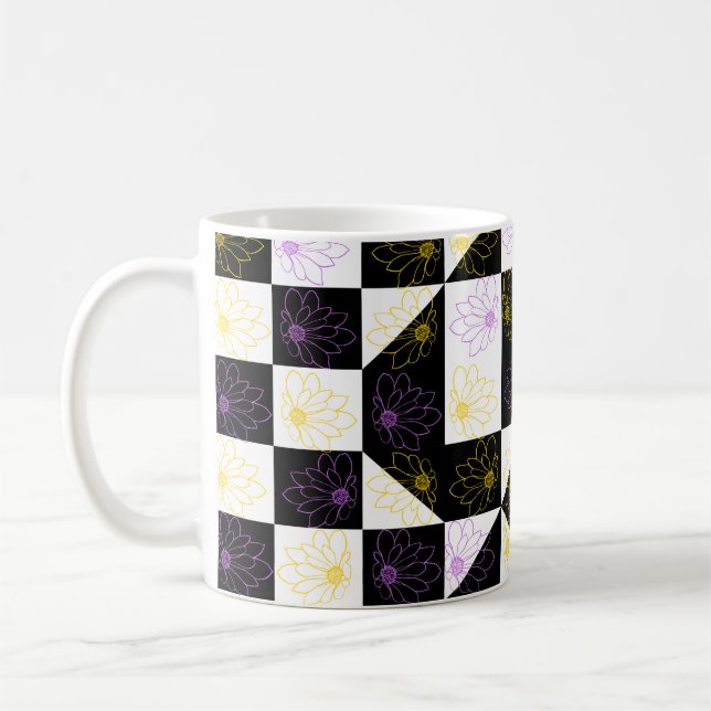 Mug fleur en Monochrome motif de contrôle esthétique (Gauche)