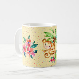 Mug Fleur et Confetti de singe mignonne