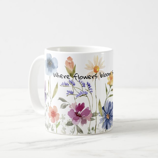 Mug Fleur fleur aquarelle cadeaux amant de café (Devant gauche)