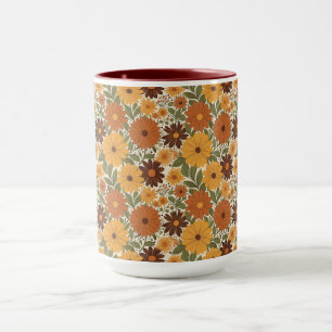 Mug fleur/fleurs de style vintage 70