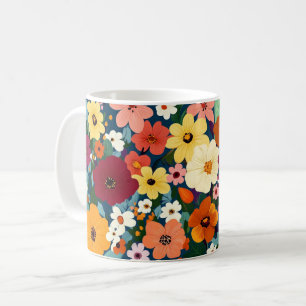 Mug Fleur florale colorée, fleur folklorique vibrante