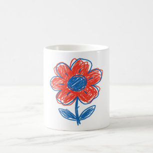 Mug Fleur Florale Dessinée à la Main Doodle 
