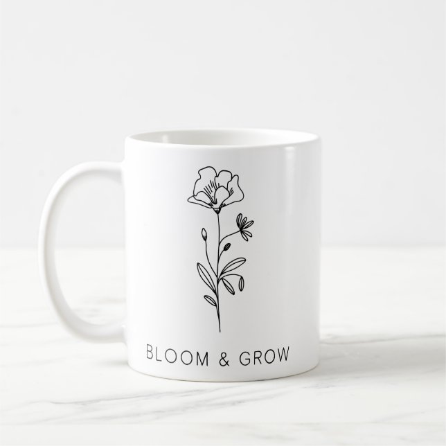 Mug Fleur Florale - Silhouette Nature Élégante (Gauche)