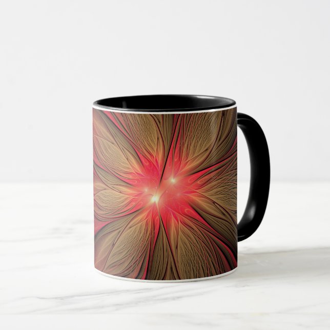 Mug Fleur fractale de fansy rouge (Devant droit)