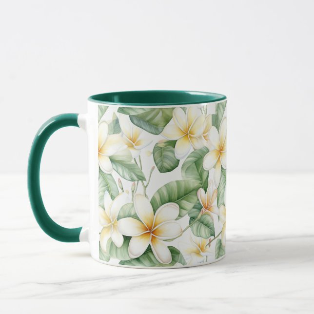 Mug Fleur Frangipani Blanc Tropical (Gauche)