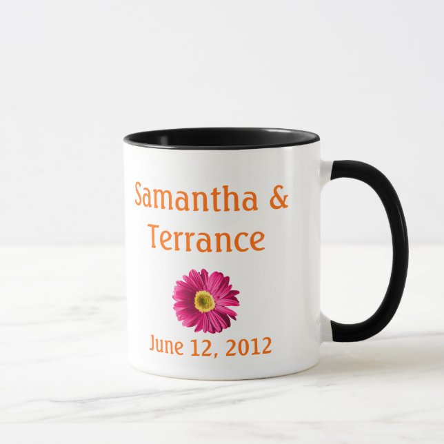 Mug Fleur fuchsia de marguerite personnalisable (Droite)