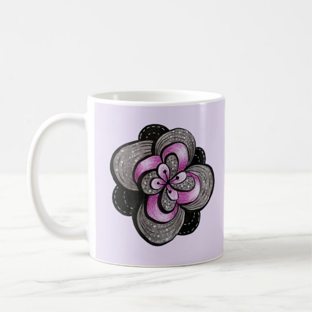Mug Fleur gothique violet noir Abstrait floral (Gauche)
