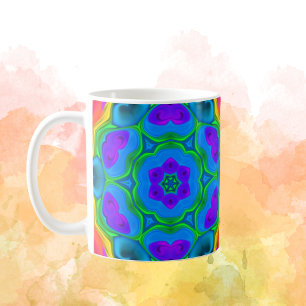 Mug Fleur hippie psychédélique arc-en-ciel