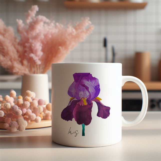 Mug fleur iris violet aquarelle (Mug fleur iris violette aquarelle)